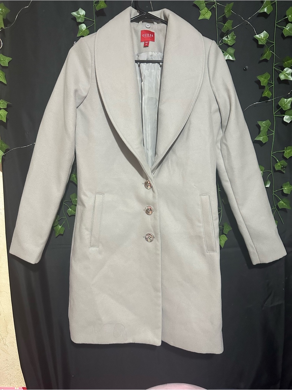 GUESS Women's Light Beige Single-Breasted Trench Coat